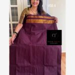 Coffee Maroon kanchi cotton saree having vertical lines