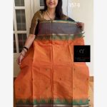 Orange kanchi cotton saree