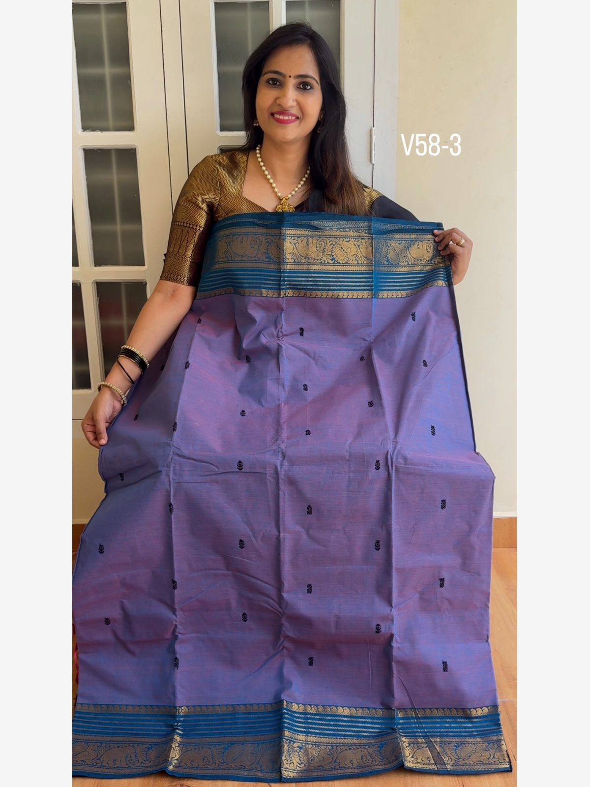 58-3 Light heather purple kanchi cotton saree - Image 1