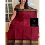 Maroon with black border kanchi cotton saree