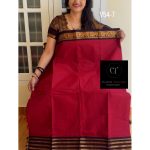 Maroon with Coffee brown border kanchi cotton saree