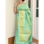 Sea Foam Green Semi Banarasi silk Thrisha Saree
