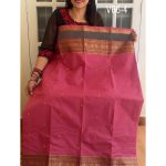 Soft shade of Peach pink kanchi cotton saree