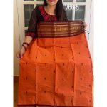 Orange with Maroon kanchi cotton saree