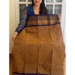 Mustard with navy blue combination kanchi cotton saree