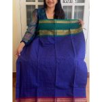 Purple Blue checked kanchi cotton saree