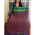 Brown with green dual toned kanchi cotton saree