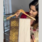 Mulcotton saree with dark chocolate and golden combination border