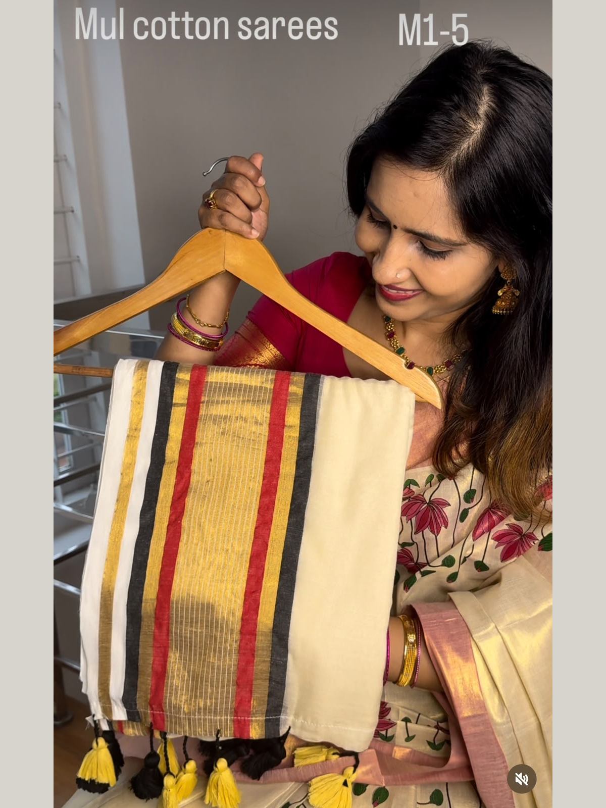 Mul_Cotton_M1-5_1200x1600_NO_STRETCH_under195KB Mulcotton saree with Red and Black combination border - Image 1