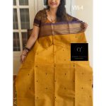 British yellow with purple combination kanchi cotton saree