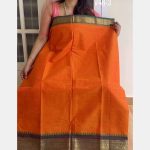 Orange with Green kanchi cotton saree