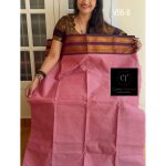 Baby pink with maroon combination kanchi cotton saree