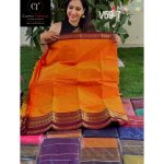 Orange kanchi cotton saree