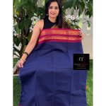 Berry blue with rani pink combo kanchi cotton saree