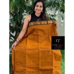 Mustard Yellow with black kanchi cotton saree