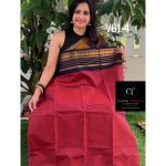Maroon with black kanchi cotton saree
