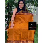 Mustard with Dark maroon combination kanchi cotton saree