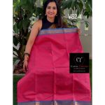 Bright punch Peach with blue combination kanchi cotton saree