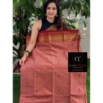 Pastel Peach with maroon kanchi cotton saree