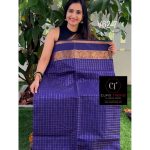 Indigo blue kanchi cotton saree