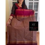 Light Chocolate with dark maroon and pink border kanchi cotton saree