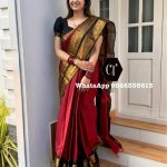 Maroon Kanchi Cotton saree with Black Border