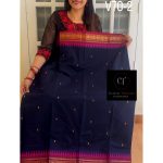 Navy Blue with magenta pink kanchi cotton saree