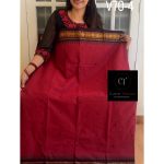 Reddish Maroon with coffee brown combination kanchi cotton saree
