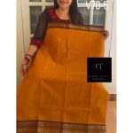 Beer Yellow with coffee brown kanchi cotton saree