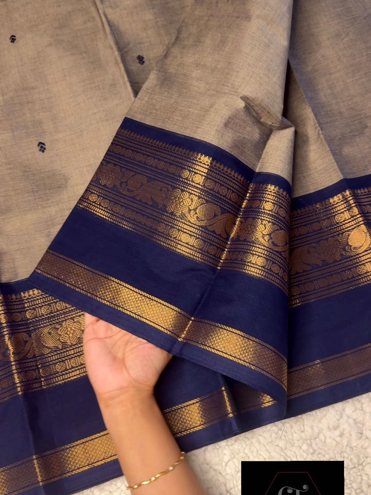 IMG_4476(1)_1200x1600_195KB Grey Navy blue combination kanchi cotton saree - Image 1