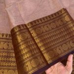 Beige with chocolate combination kanchi cotton saree