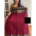 Maroon with Black kanchi cotton saree