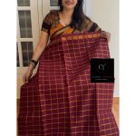 Maroon Sungudi cotton saree