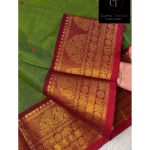 Parrot Green with red kanchi cotton saree