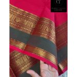 Fuchsia pink  with green combination kanchi cotton saree