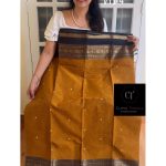 Mustard yellow with Black combination kanchi cotton saree