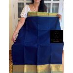 Navy blue with light green combination kanchi cotton saree