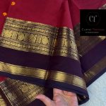 Maroon with Coffee brown kanchi cotton saree